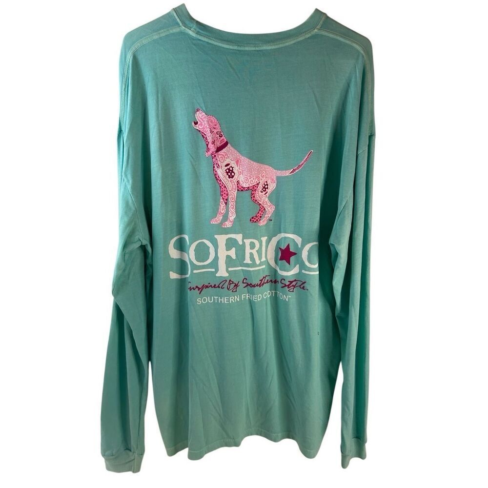 Southern Fried Cotton Socrico men’s xl‎ Blue with Pink Dog LS